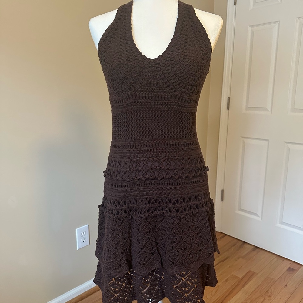 Victoria’s Secret Brown Crochet Halter Dress
